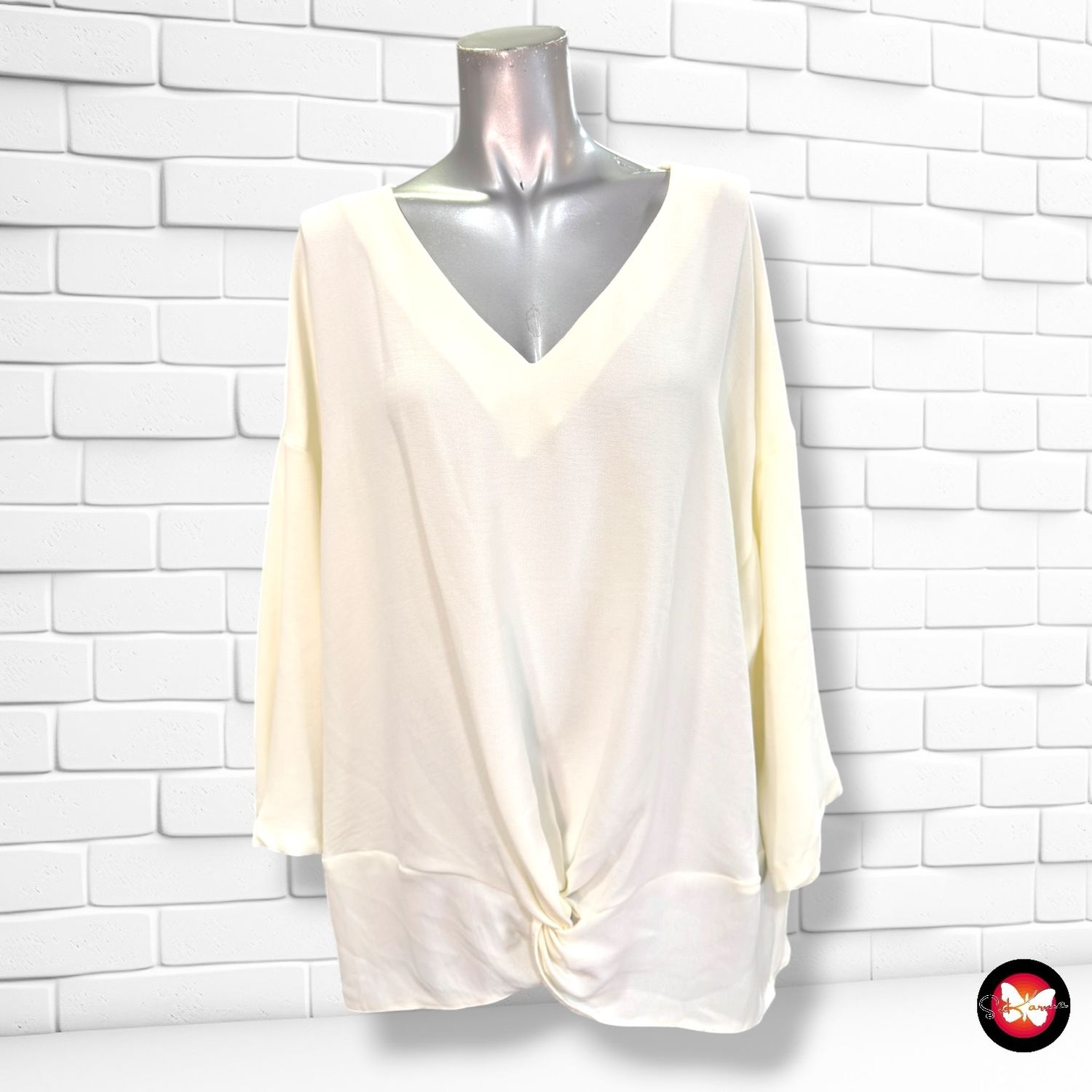 **HOY** Blusa con nudo PRIMARK color Crema Talla 44