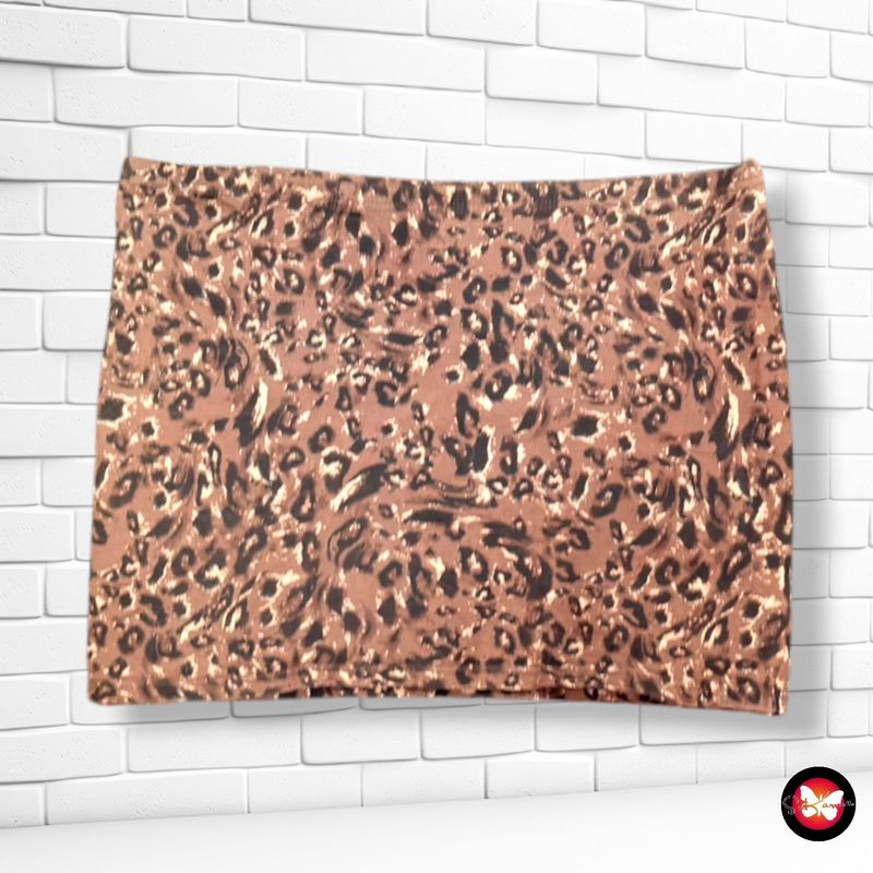 **HOY** Falda elástica animal print COLOURS OF THE WORLD color Marrón y negro Talla XL