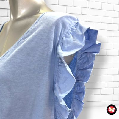 **HOY** Camiseta de manga corta con volantito BPC color Celeste Talla 52/54