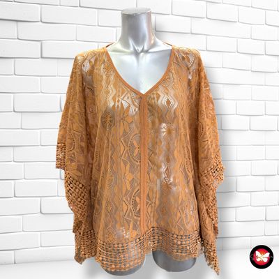 **HOY** Blusa traslúcida de encaje  color Marrón Talla ÚNICA