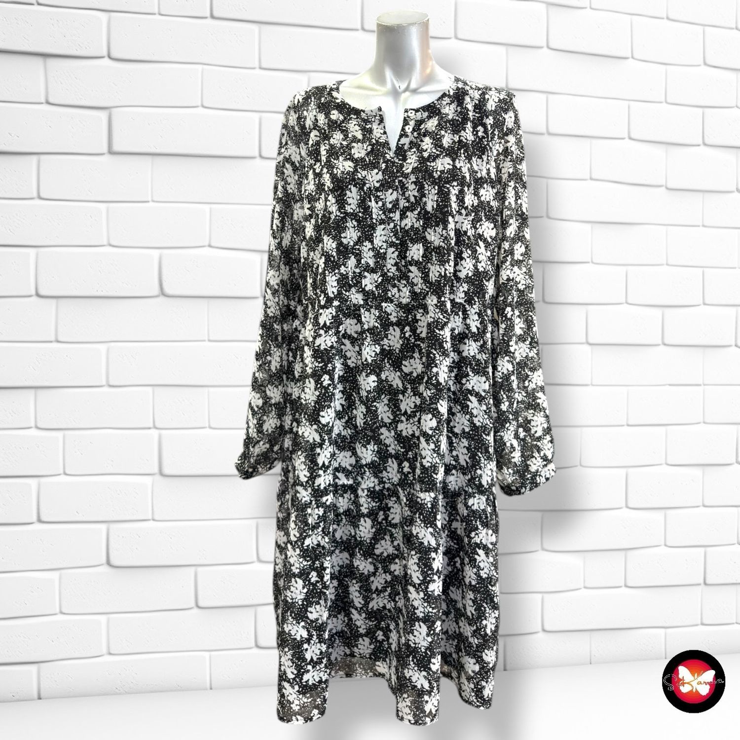 **HOY** Vestido de manga larga MONTEGO color Negro y blanco Talla 42