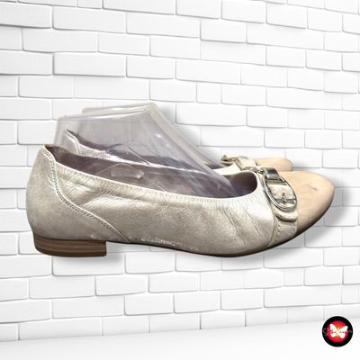 **HOY** Zapatos tipo manoletinas GABOR color Plateado y beige Talla Calzado 40 (7UK)