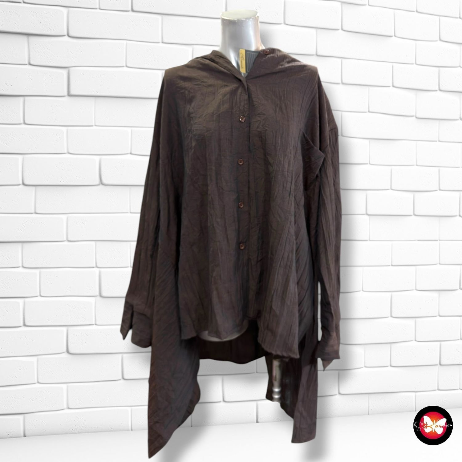 **HOY** Camisola asimétrica con capucha  MOMENTE color Marrón Talla ÚNICA GRANDE