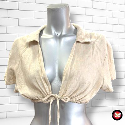 **HOY** Camisa cropped atada DIVIDED color Beige Talla S
