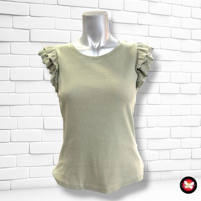 **HOY** Camiseta canalé con volantes PAGE ONE color Verde Talla S