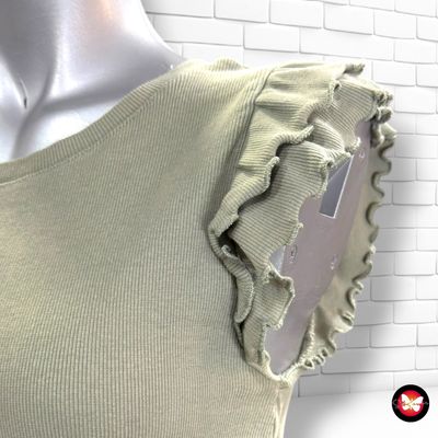 **HOY** Camiseta canalé con volantes PAGE ONE color Verde Talla S