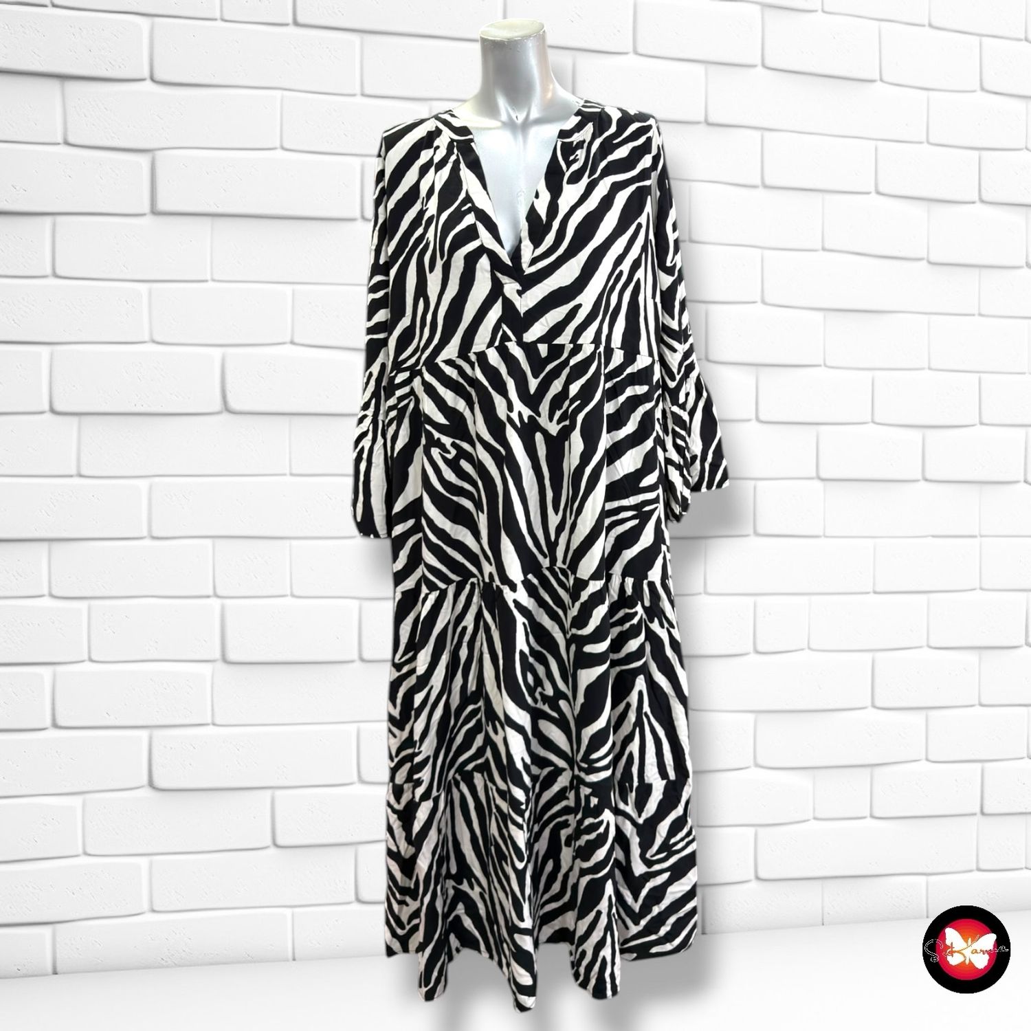 **HOY** Vestido largo animal estampado cebra RAINBOW color Negro y blanco Talla 42