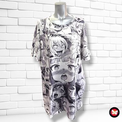 **HOY** Camiseta de manga corta con estampado anime  color Blanco y gris Talla 4XL