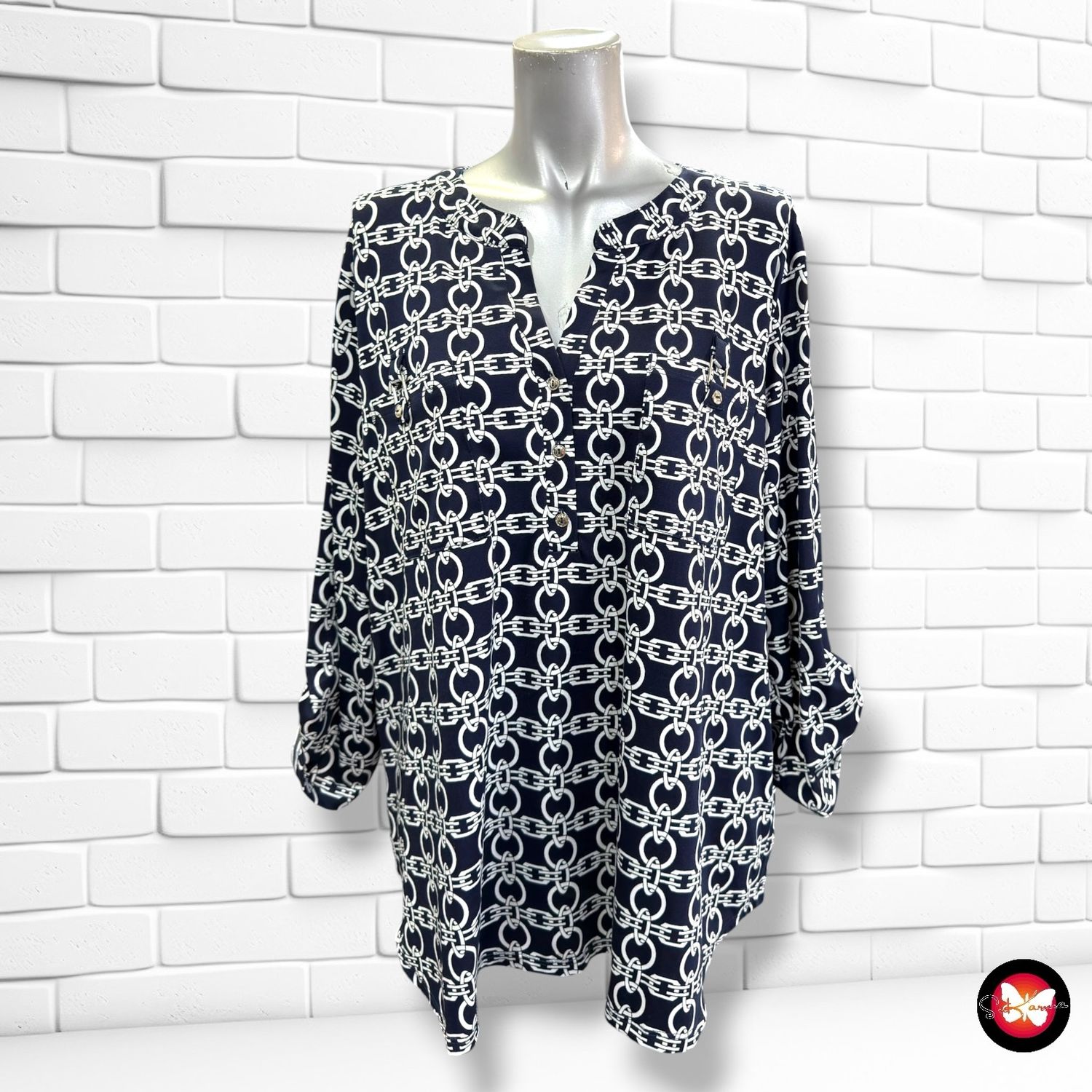 **HOY** Blusa estampado marinero  color Azul y blanco Talla XL