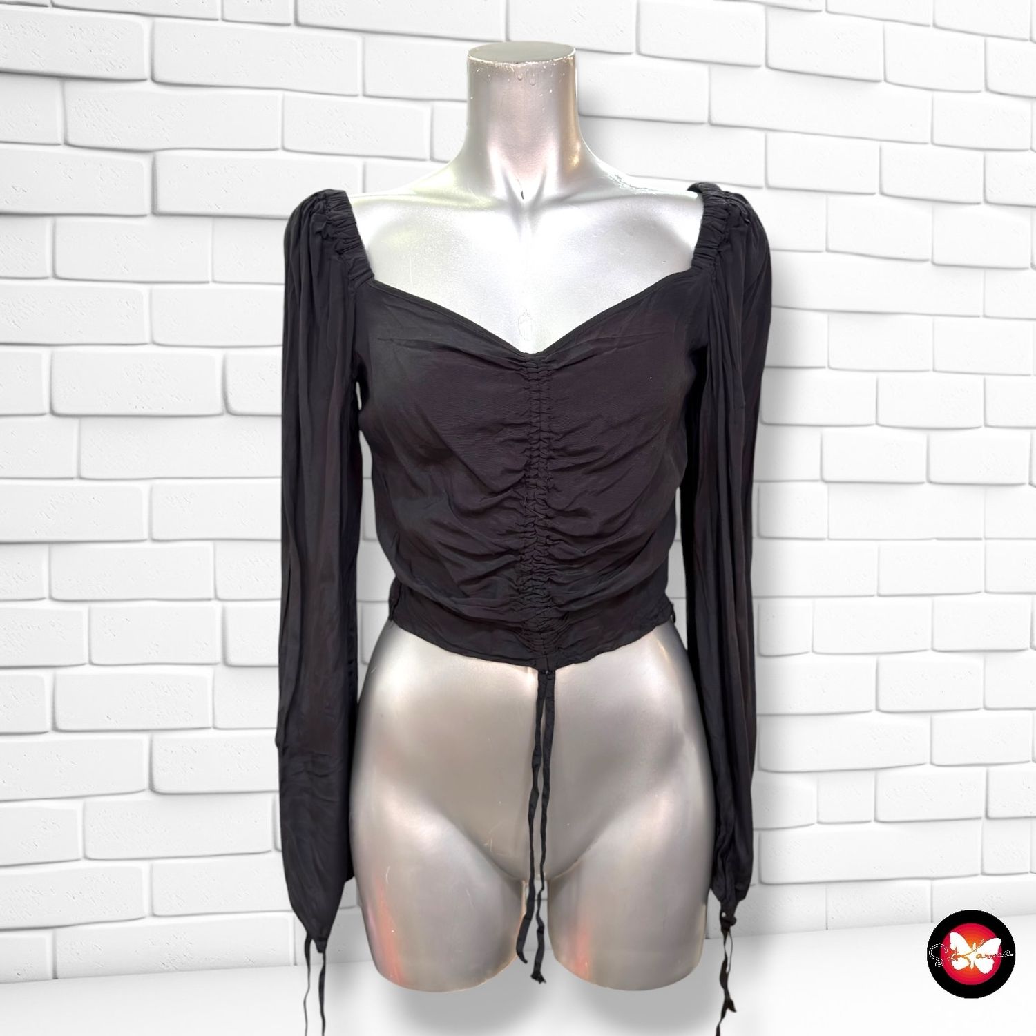 **HOY** Blusa escote barco de manga larga DONNA ROMINA by NA-KD color Negro Talla 36