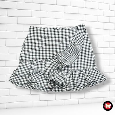 **HOY** Falda / shot de cuadritos PULL&amp;BEAR color Negro y blanco Talla XS