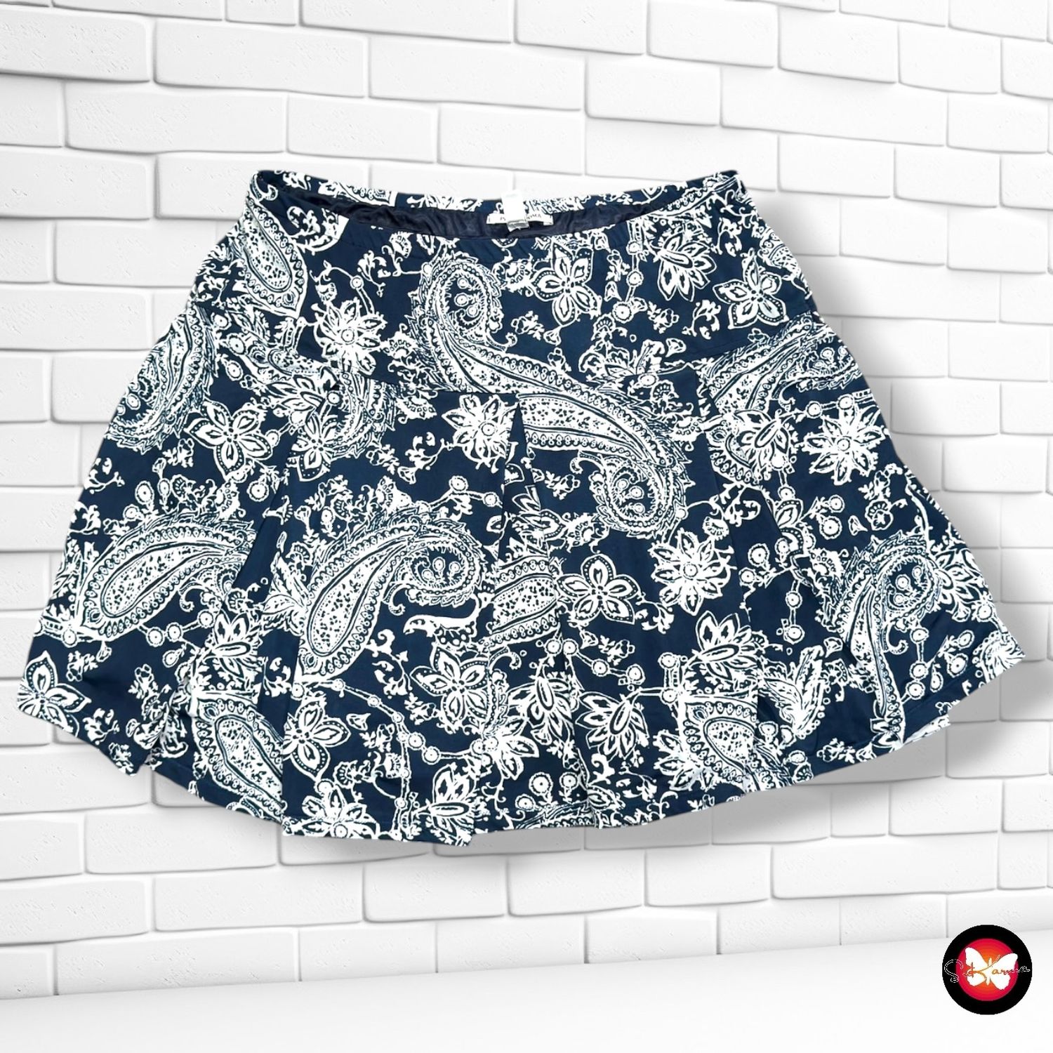 **HOY** Falda elástica PUNTO ROMA color Azul y blanco Talla L