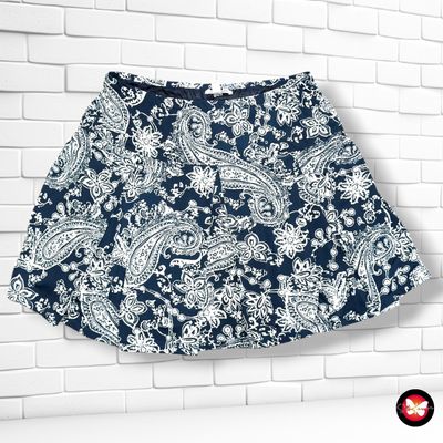 **HOY** Falda elástica PUNTO ROMA color Azul y blanco Talla L