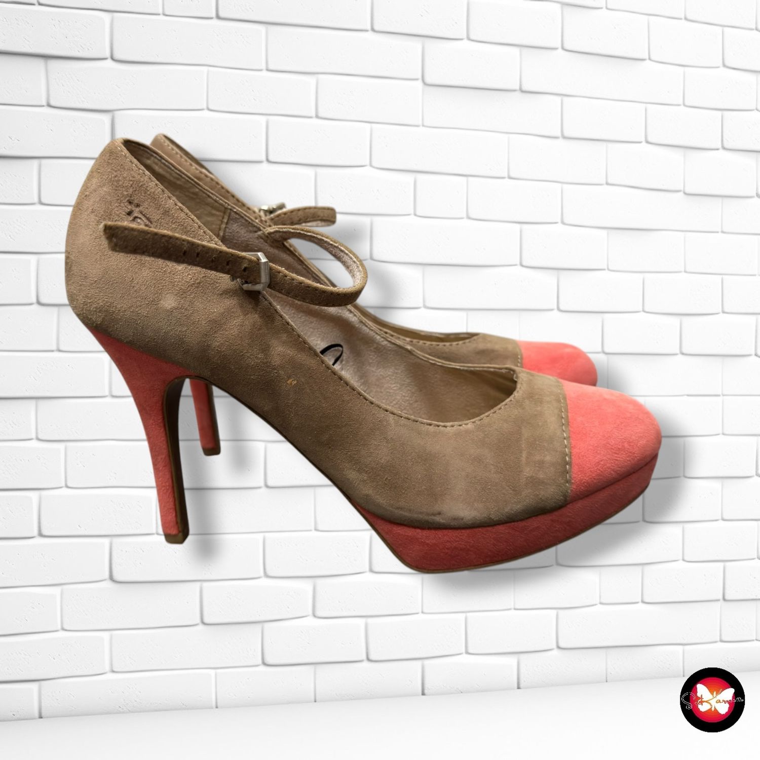 Zapatos de tacón de ante TAMARIS color Marrón y coral Talla Calzado 39