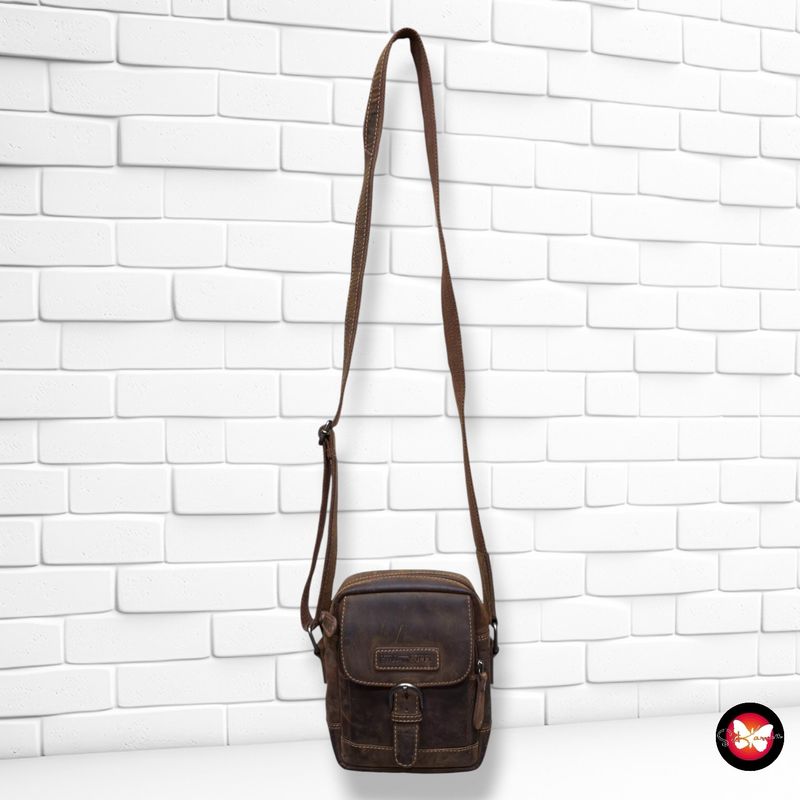 Bolso bandolera de piel rústica HILL BURRY color Marrón Talla PEQUEÑO