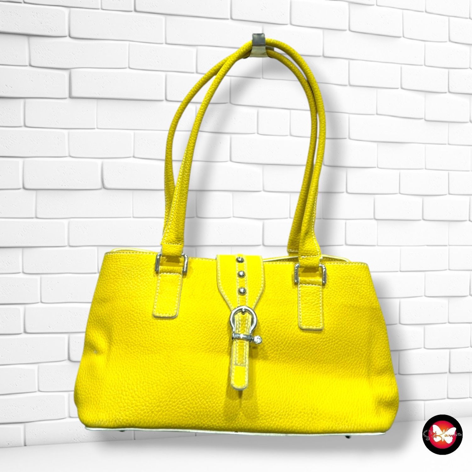**HOY** Bolso de hombro de piel  color Amarillo Talla MEDIANO
