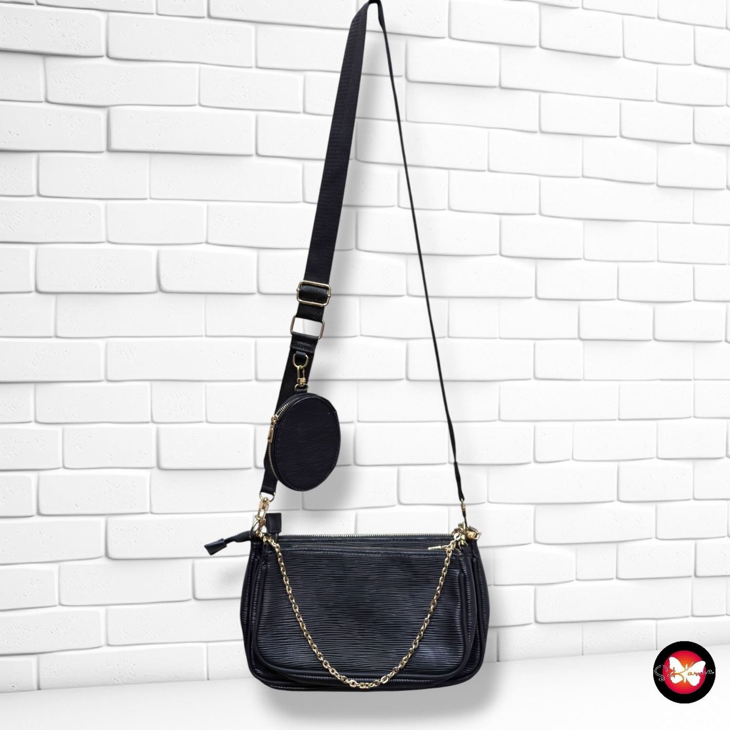 **HOY** Bolso bandolera (triple)  color Negro Talla PEQUEÑO