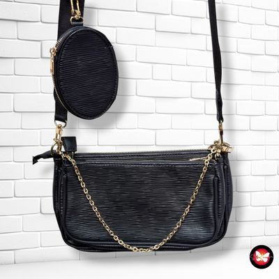 **HOY** Bolso bandolera (triple)  color Negro Talla PEQUEÑO