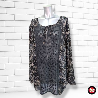 **HOY** Blusa traslúcida  color Negro y taupe Talla XXL