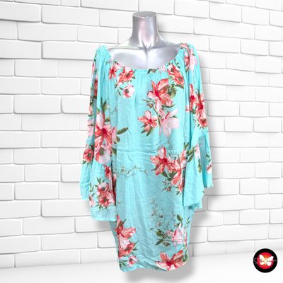 **HOY** Blusa escote barco  color Turquesa y rosa Talla ÚNICA GRANDE