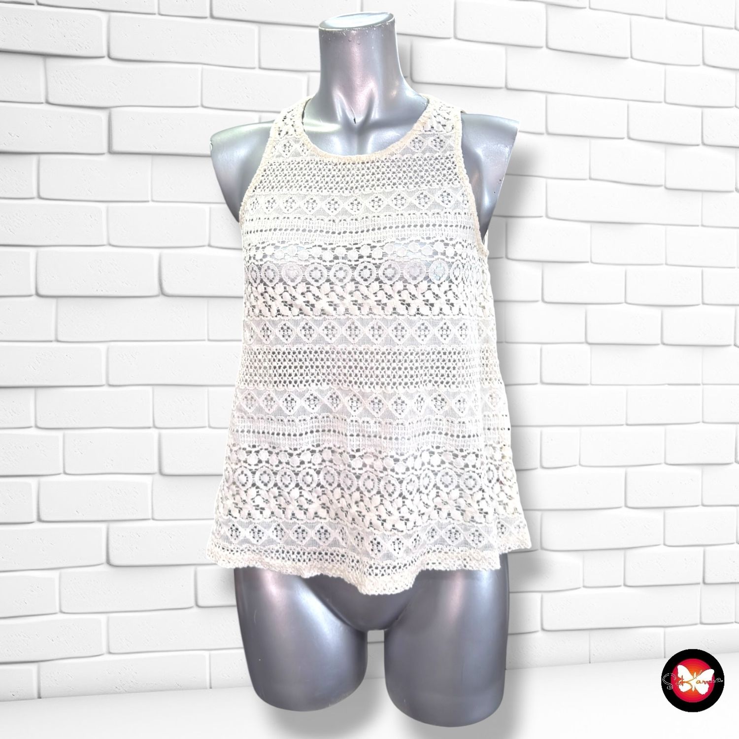 **HOY** Blusa sin mangas de encaje ATMOSPHERE color Crema Talla 38