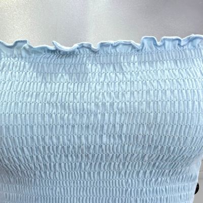 **HOY** Crop top palabra de honor fruncido AMISU color Celeste Talla M