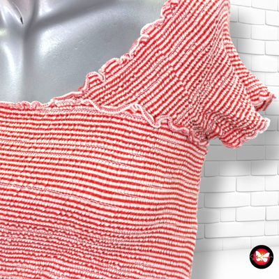 **HOY** Crop top frucido PIMKIE color Naranja y crema Talla XS