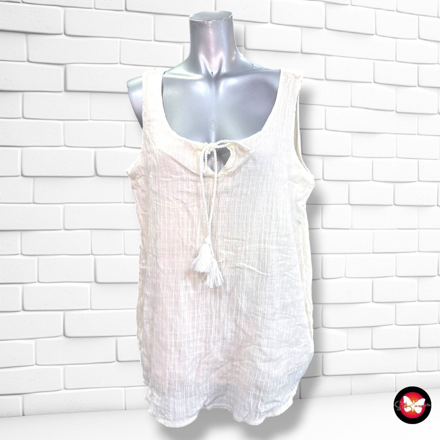 **HOY** Blusa sin mangas de bambula GINA BENOTTI color Crema Talla 44/46