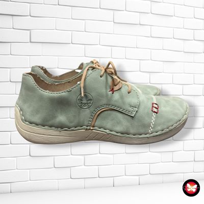 **HOY** Zapatos planos de piel con cordones RIEKER color Verde salvia Talla Calzado 39
