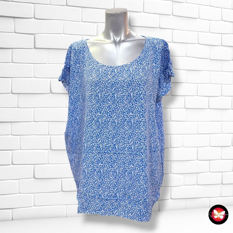 Blusa de manga corta BLIND DATE color Azul y blanco Talla 2XL