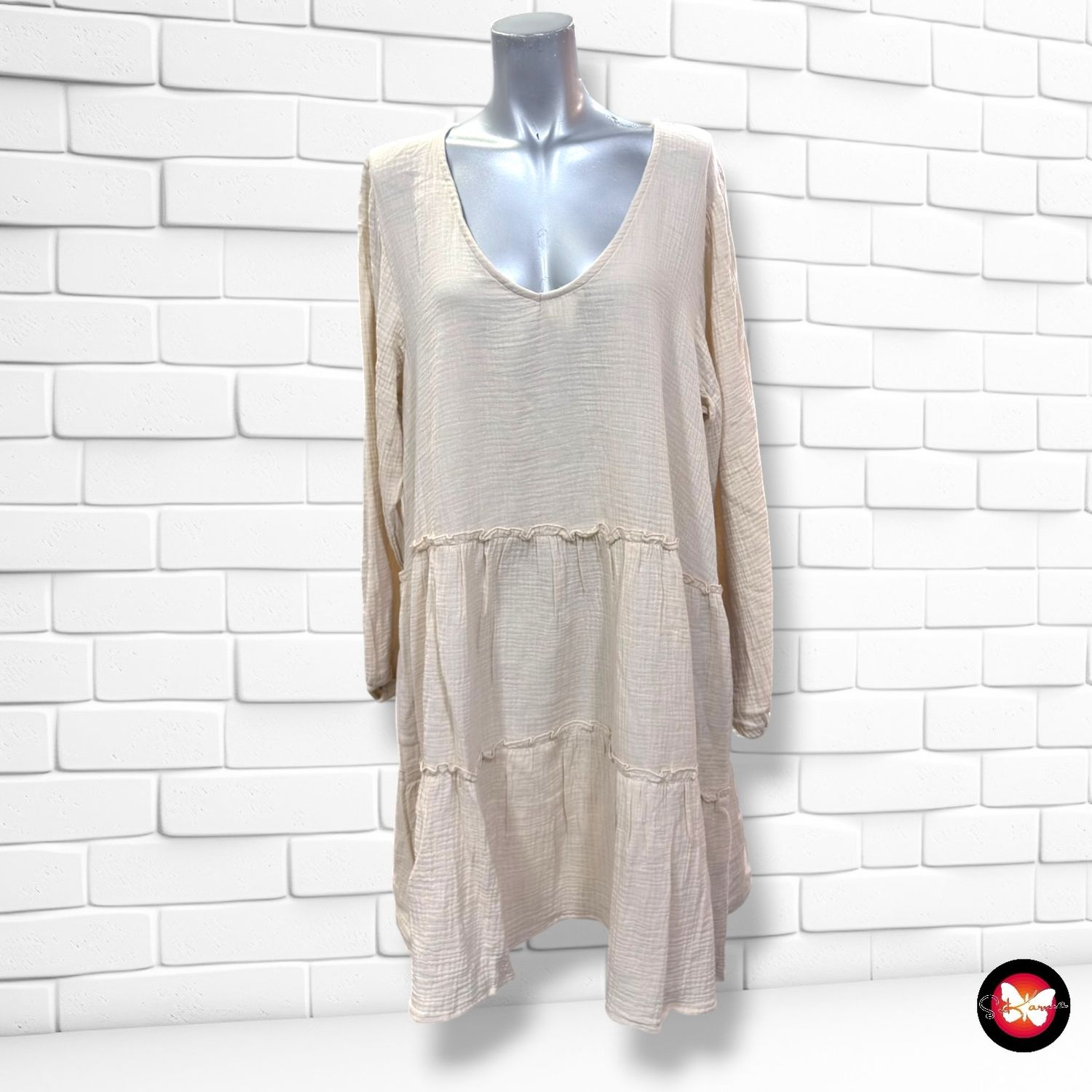 Vestido de bambula AMISU color Beige Talla 40