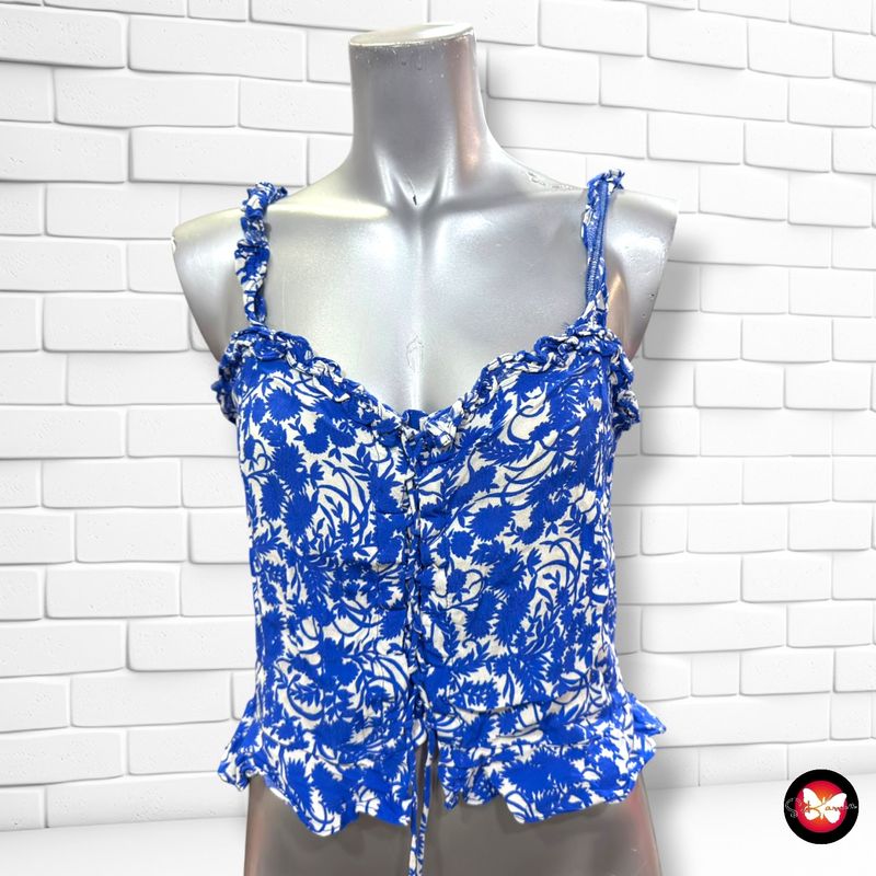 **HOY** Top crop ZARA color Azul y blanco Talla M