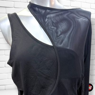 **HOY** Top crop de noche con transparencias SHEIN CURVE color Negro Talla 0XL