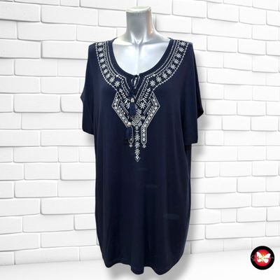 **HOY** Camiseta de manga corta con bordados CANDA color Azul marino Talla L