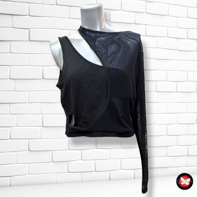 **HOY** Top crop de noche con transparencias SHEIN CURVE color Negro Talla 0XL