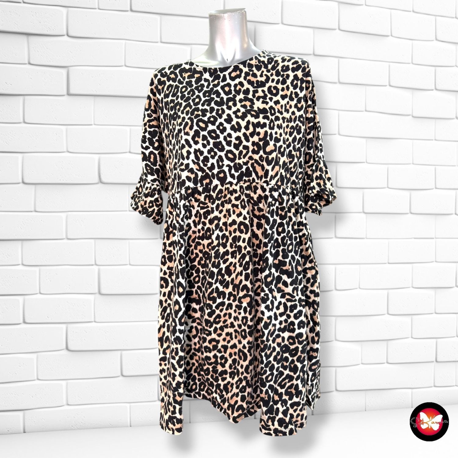 **HOY** Vestido animal print de algodón ASOS color Crema y negro Talla 34 (muy grande)