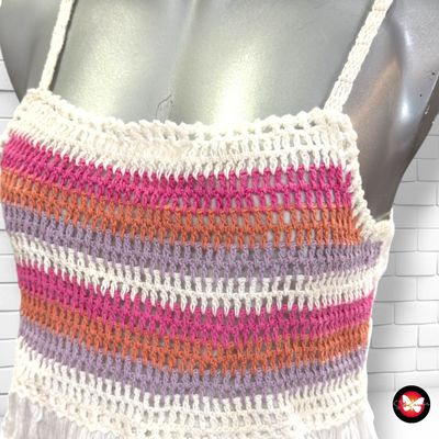 **HOY** Blusa de bambula y ganchillo MANGO color Blanco y varios Talla XS