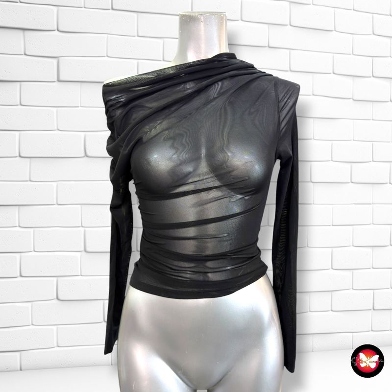 Blusa asimétrica traslúcida de noche SHEIN color Negro Talla S