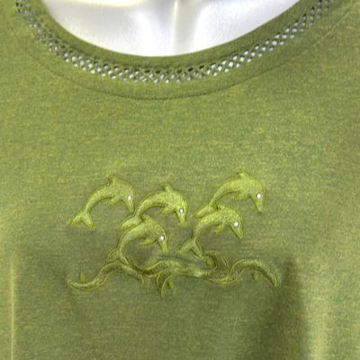 **HOY** Camiseta de manga corta con bordado  color Verde Talla XL
