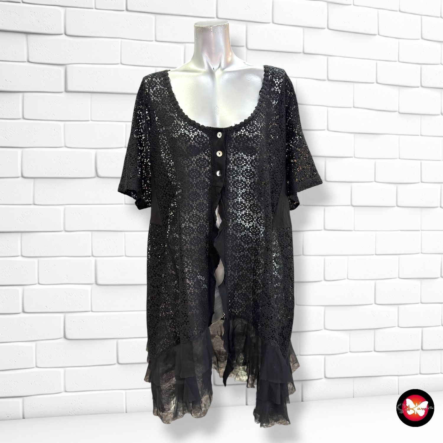 **HOY** Chaqueta de ganchillo APRICO color Negro Talla ÚNICA GRANDE