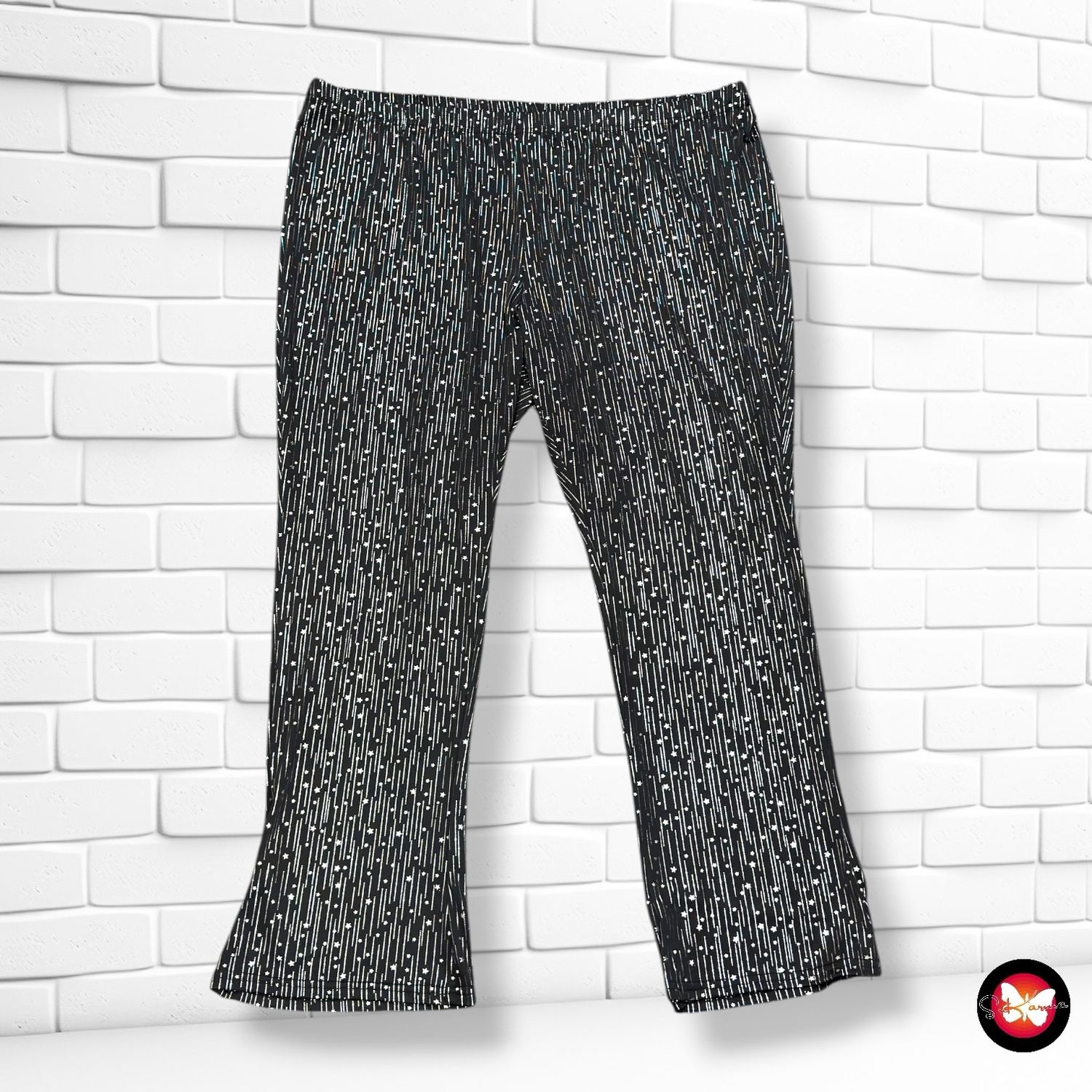 **HOY** Pantalón elástico de noche  color Negro y plateado Talla 4XL