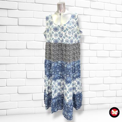 **HOY** Vestido midi de tirantes  color Azul y blanco Talla 48/50