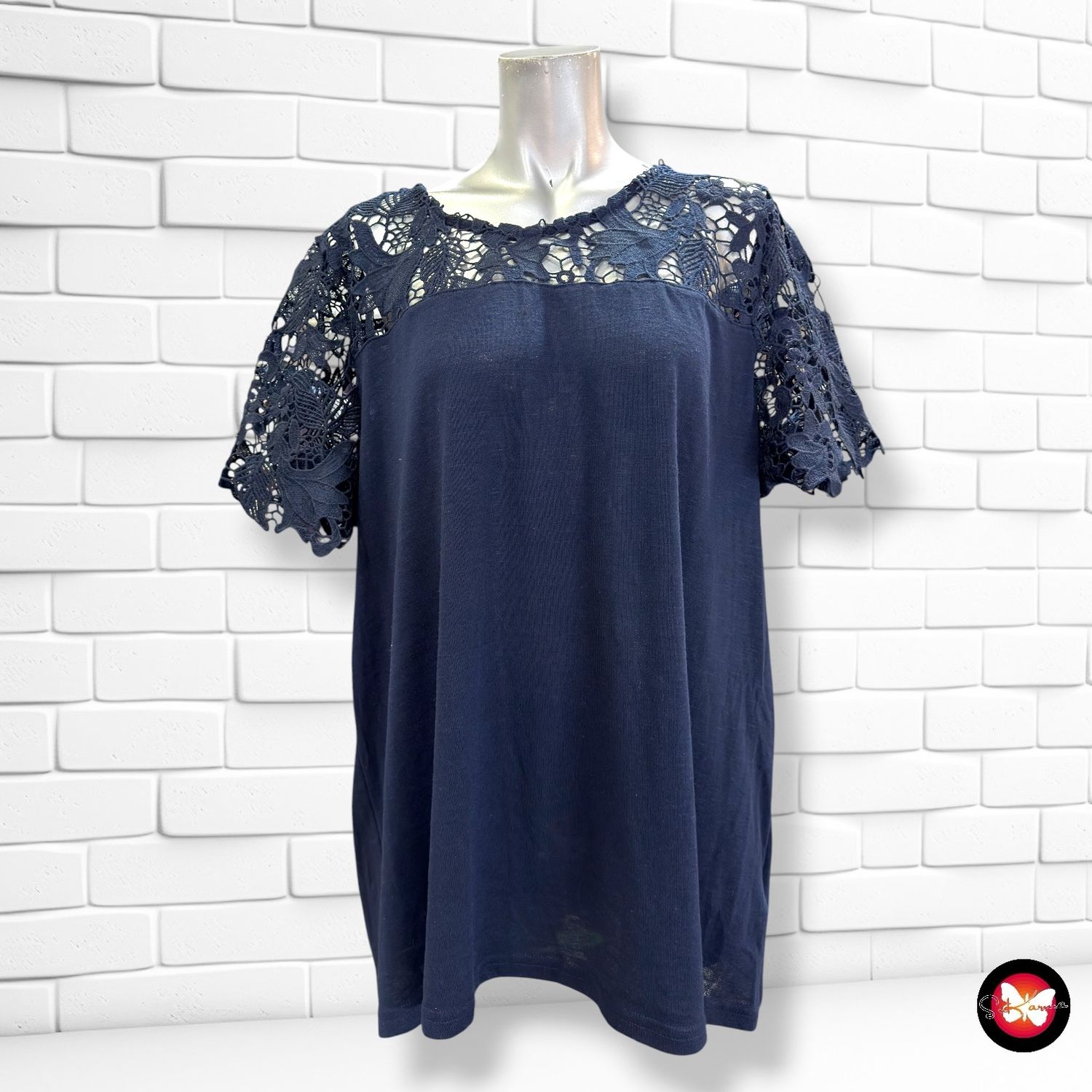 **HOY** Jersey con encaje ZIZZI color Azul marino Talla L (grande)