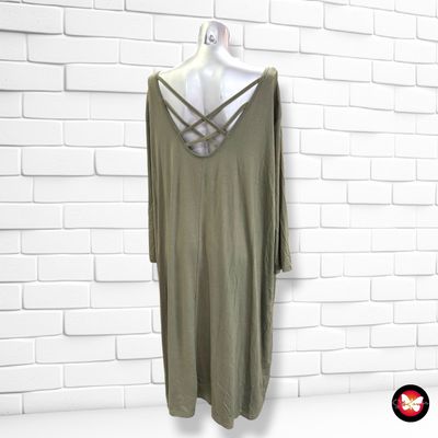 **HOY** Vestido básico JANINA color Verde militar Talla 54