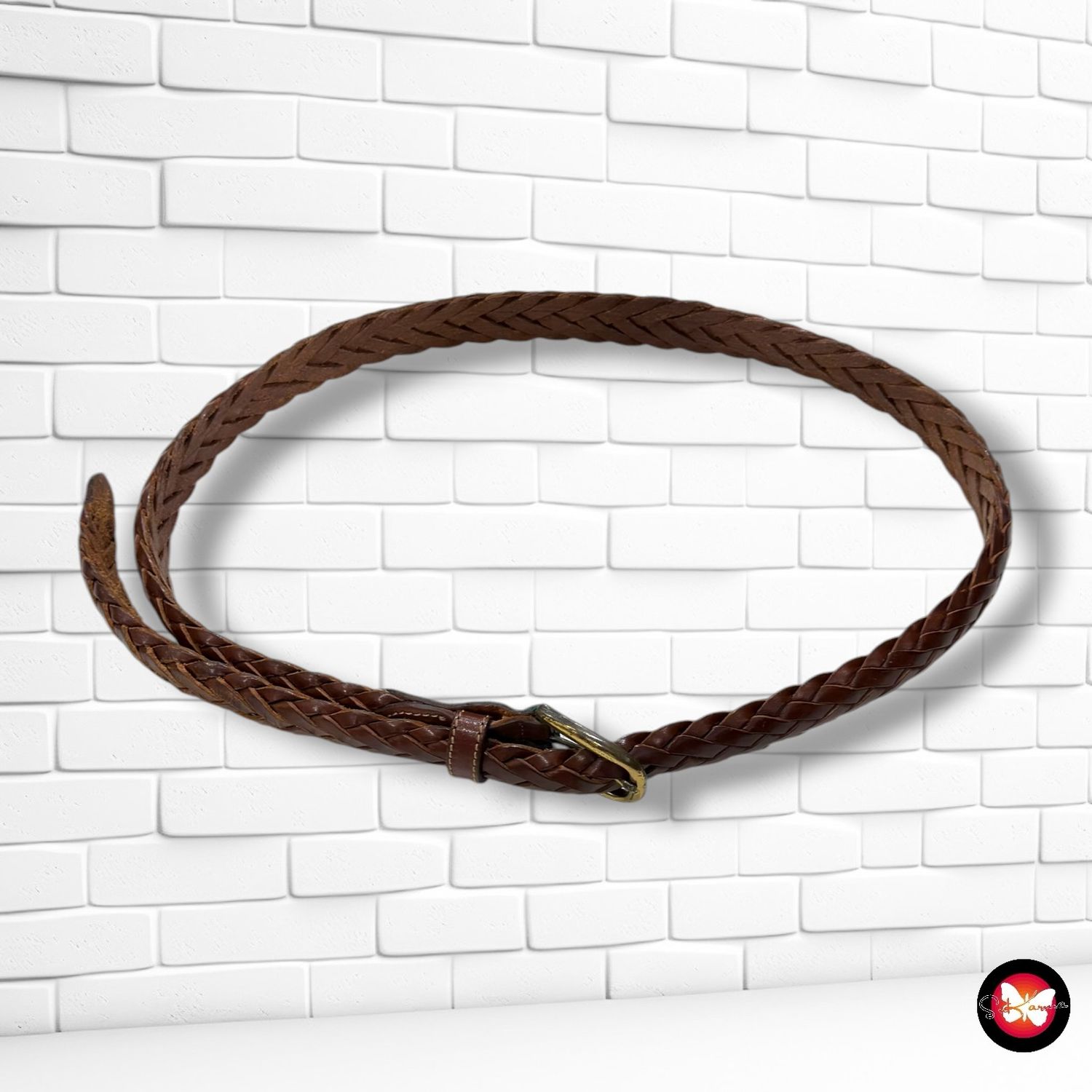 **HOY** Cinturón trenzado de piel  color Marrón Talla 108 cm