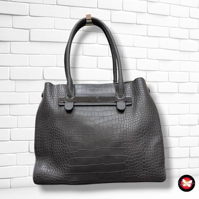 **HOY** Bolso de hombro efecto cocodrilo color Gris Talla GRANDE