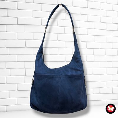 **HOY** Bolso de hombro tipo terciopelo color Azul Talla GRANDE