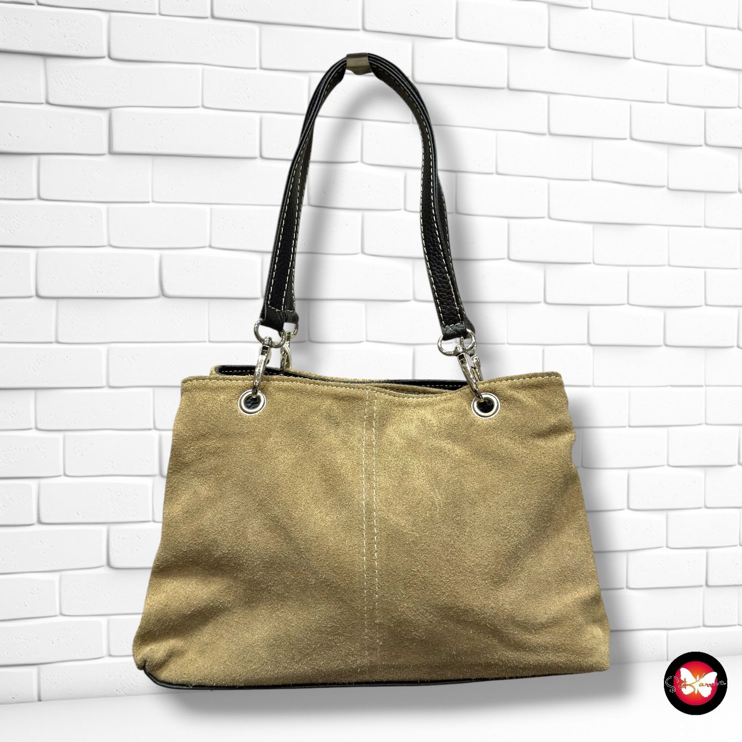 **HOY** Bolso de hombro de ante  color Beige y negro Talla PEQUEÑO