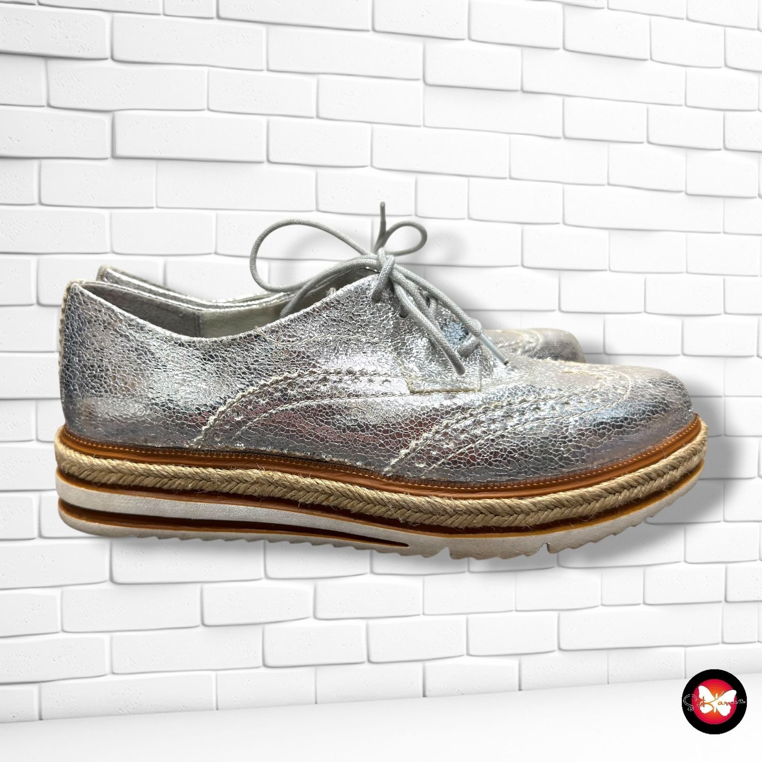 **HOY** Zapatos oxford de piel TAMARIS color Plateado Talla Calzado 38