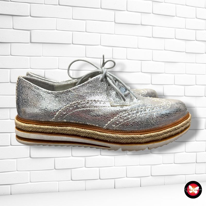 Zapatos oxford de piel TAMARIS color Plateado Talla Calzado 38